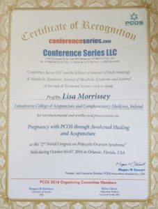 Picture of a certificate gained for women's health Dublin fertility clinic
